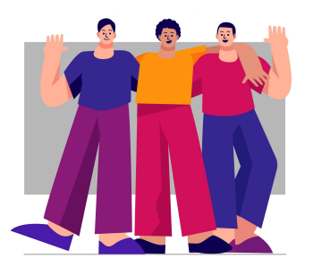 Illustration of people joining together